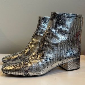 Metallic Snake-embossed Roxie Cap-toe Ankle Boots - worn twice perfect condition